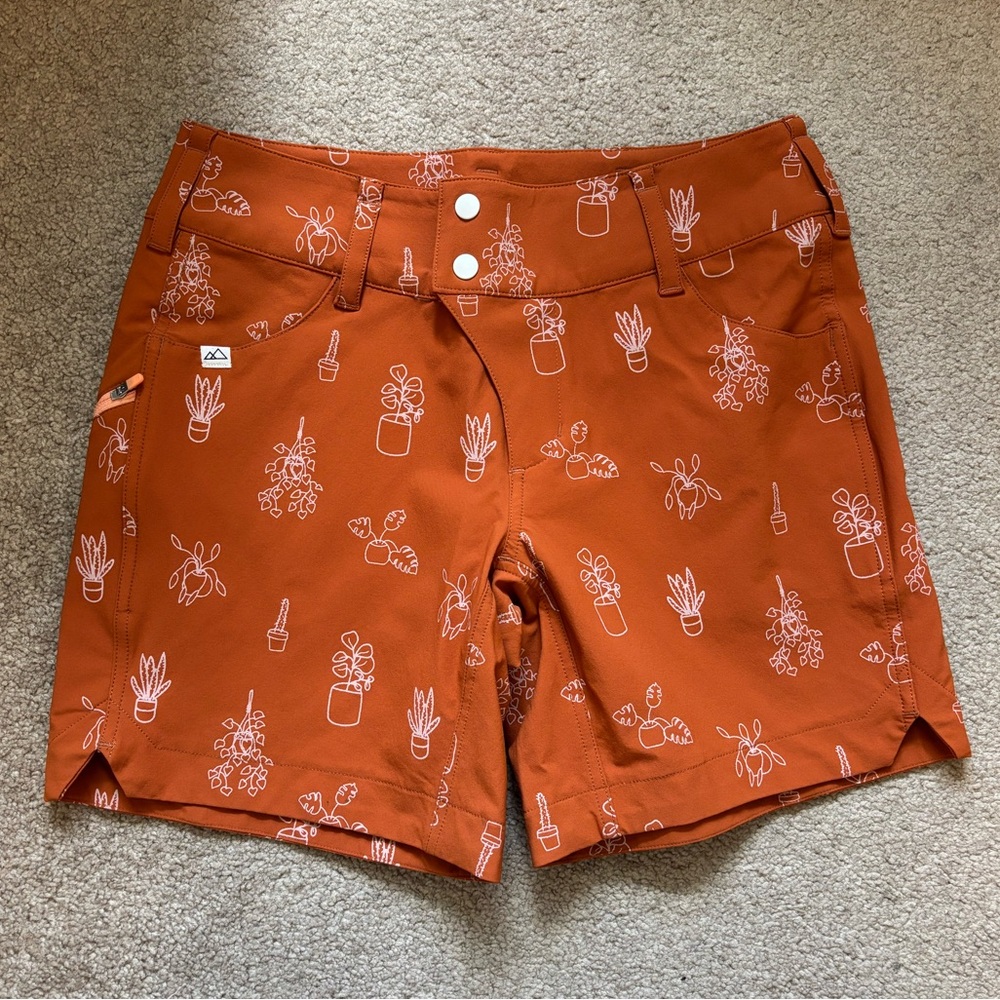 Women's Orange Patterned Bike Shorts